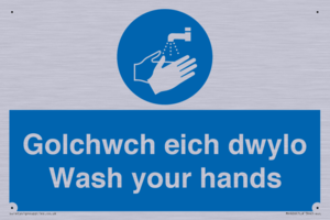 golchwch eich dwylo / wash your hands - safety sign